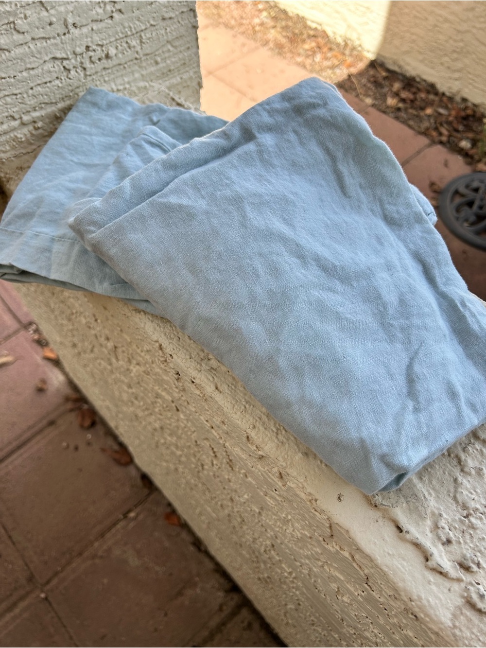 West Elm seafoam linen pillowcases